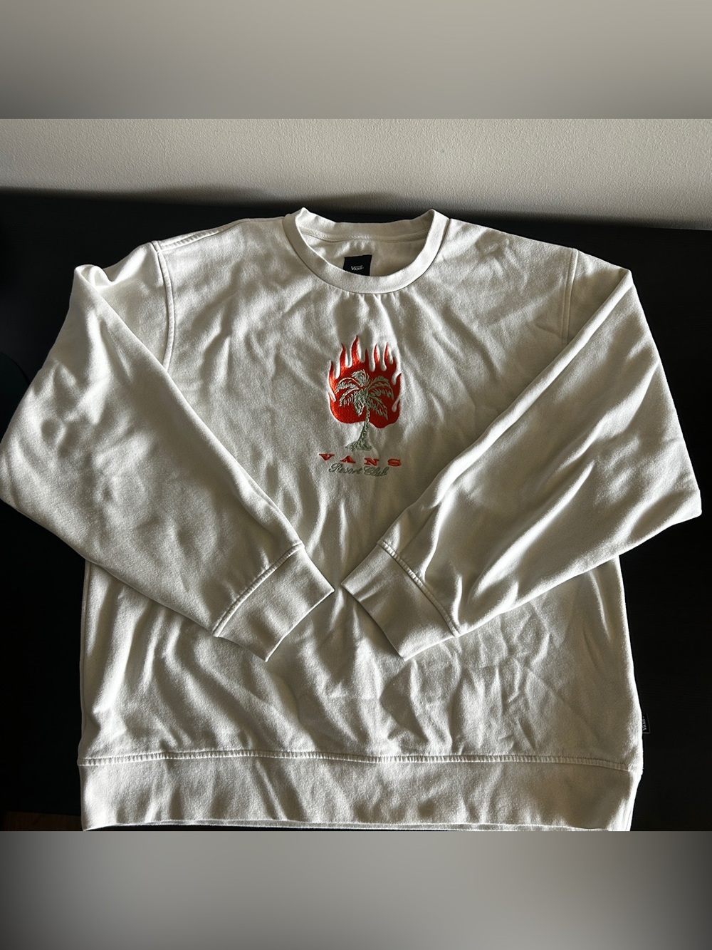 Vans "Resort Club"  Palm Tree Embroidered Sweatshirt - Ivory (size X-Large)